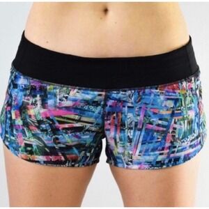 Lululemon Speed Up Shorts Low Rise Abstract Multi Print Blue Pink Size 2